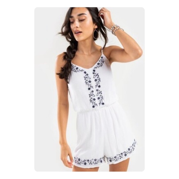 Blue Rain Pants - ★ Blue Rain Francesca’s Kali Embroidered Romper - White ★